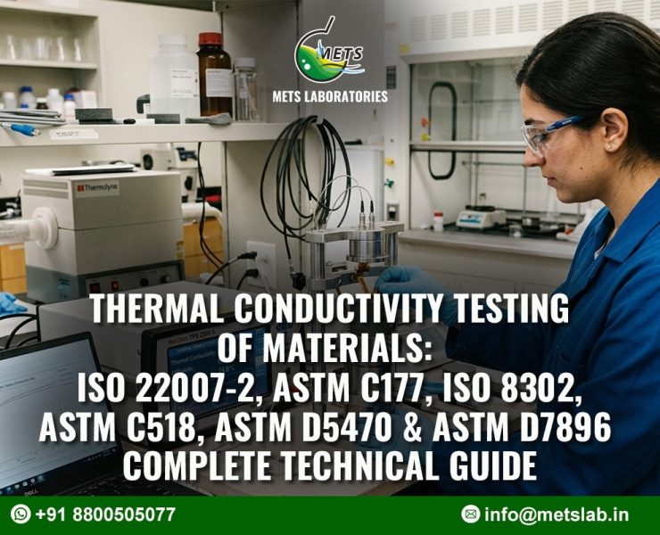 Accredited thermal conductivity testing equipment evaluating heat transfer at METS Lab