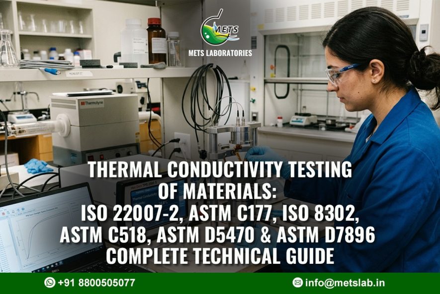 Accredited thermal conductivity testing equipment evaluating heat transfer at METS Lab