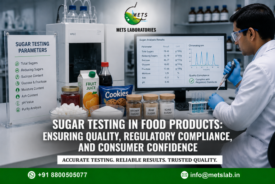 Laboratory technician conducting sugar testing in food products and beverages for FSSAI compliance