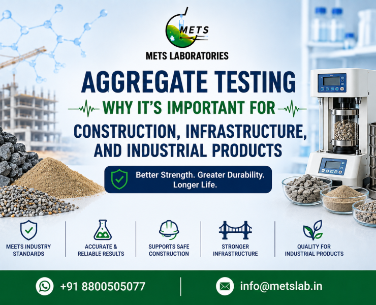 Coarse and fine crushed stone undergoing aggregate testing for construction and concrete mix design