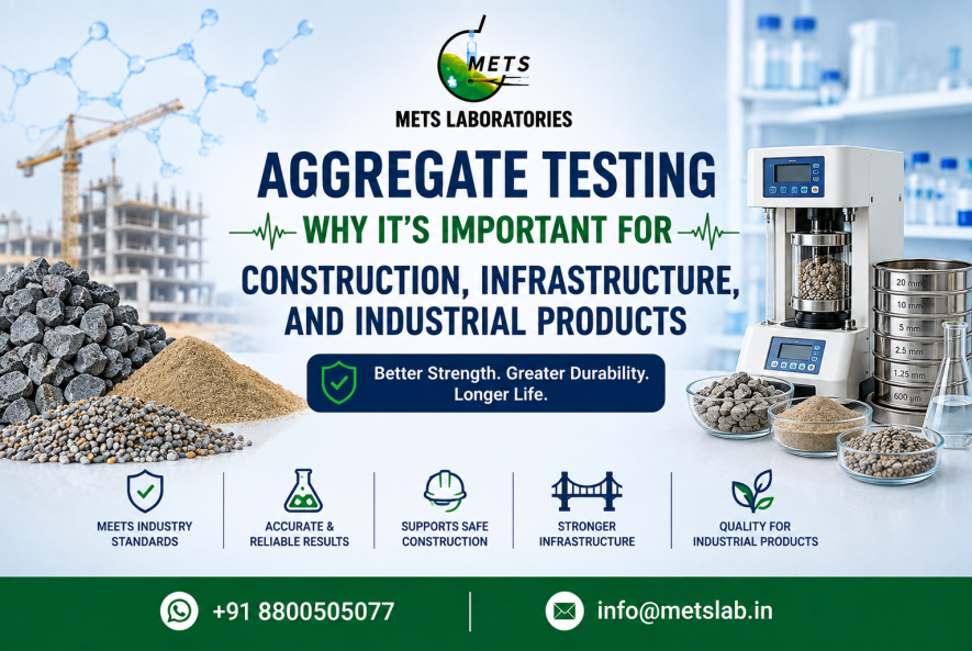Coarse and fine crushed stone undergoing aggregate testing for construction and concrete mix design